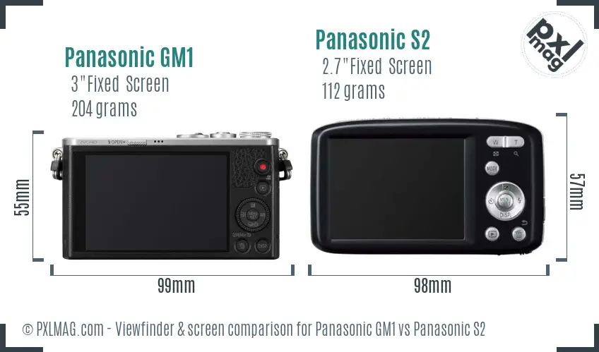 Panasonic GM1 vs Panasonic S2 Screen and Viewfinder comparison