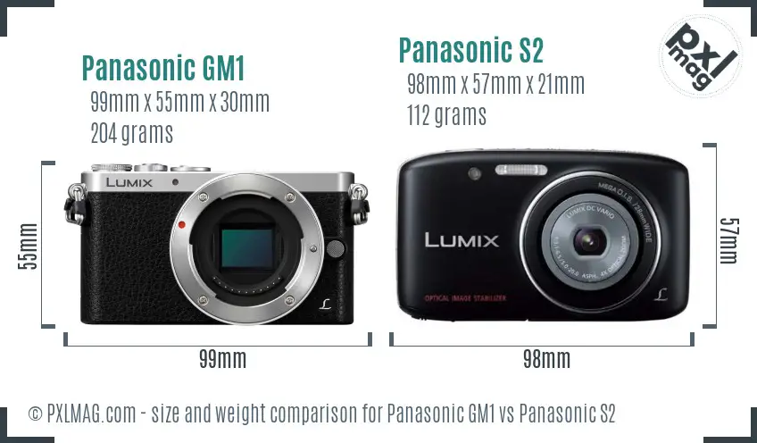 Panasonic GM1 vs Panasonic S2 size comparison