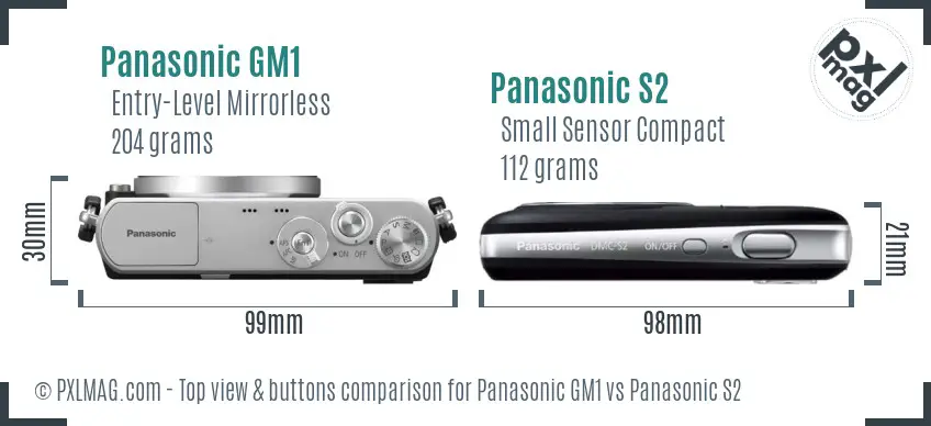 Panasonic GM1 vs Panasonic S2 top view buttons comparison