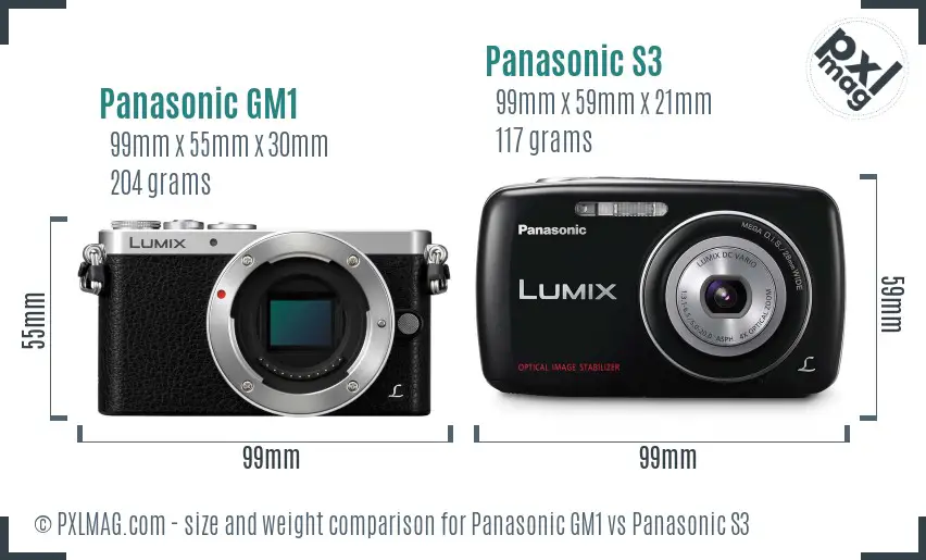Panasonic GM1 vs Panasonic S3 size comparison