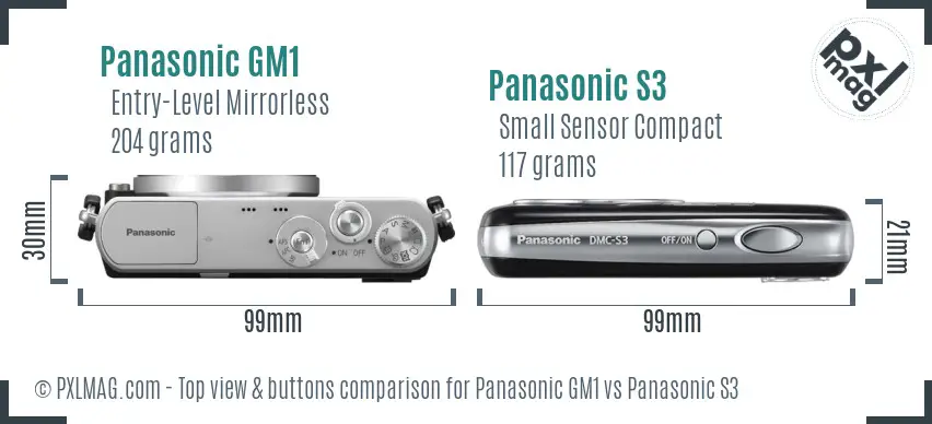 Panasonic GM1 vs Panasonic S3 top view buttons comparison