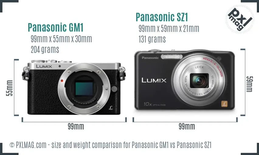 Panasonic GM1 vs Panasonic SZ1 size comparison