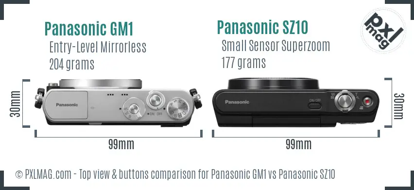 Panasonic GM1 vs Panasonic SZ10 top view buttons comparison