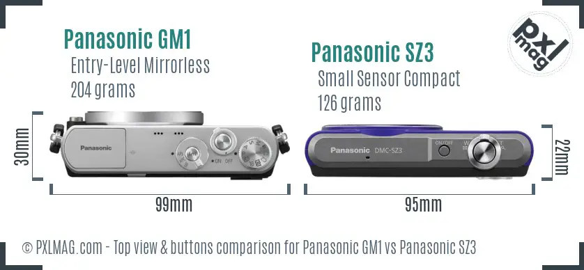 Panasonic GM1 vs Panasonic SZ3 top view buttons comparison