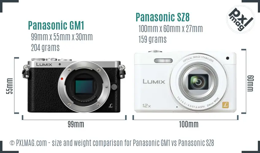 Panasonic GM1 vs Panasonic SZ8 size comparison