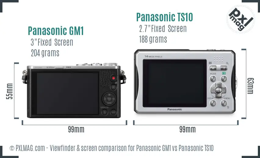 Panasonic GM1 vs Panasonic TS10 Screen and Viewfinder comparison
