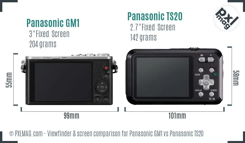 Panasonic GM1 vs Panasonic TS20 Screen and Viewfinder comparison