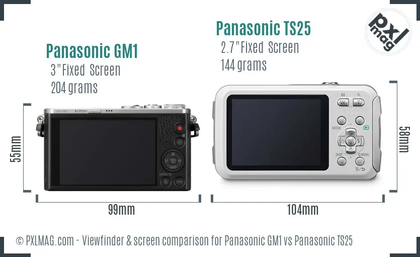 Panasonic GM1 vs Panasonic TS25 Screen and Viewfinder comparison