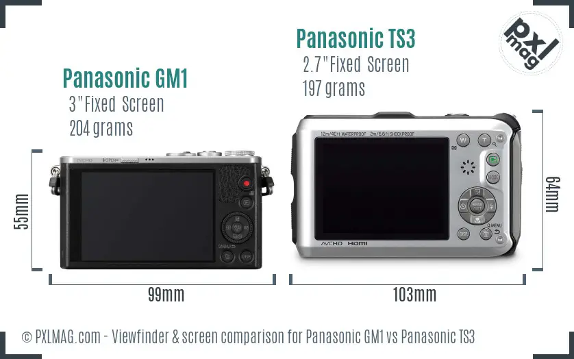 Panasonic GM1 vs Panasonic TS3 Screen and Viewfinder comparison