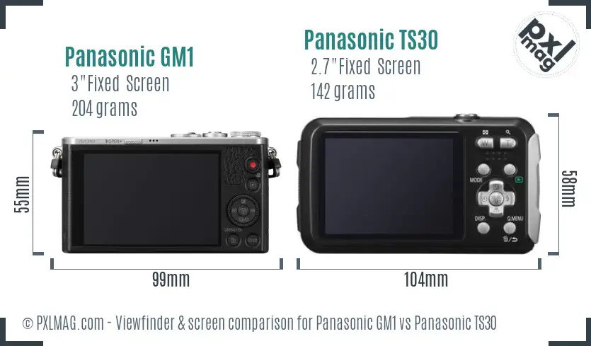 Panasonic GM1 vs Panasonic TS30 Screen and Viewfinder comparison