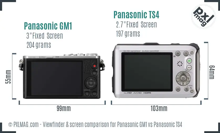 Panasonic GM1 vs Panasonic TS4 Screen and Viewfinder comparison