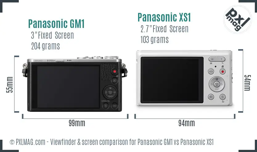 Panasonic GM1 vs Panasonic XS1 Screen and Viewfinder comparison