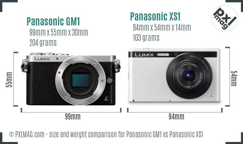 Panasonic GM1 vs Panasonic XS1 size comparison