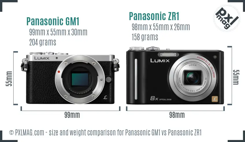Panasonic GM1 vs Panasonic ZR1 size comparison