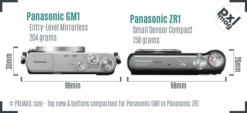 Panasonic GM1 vs Panasonic ZR1 top view buttons comparison