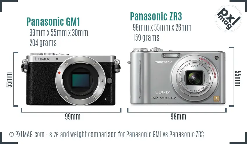 Panasonic GM1 vs Panasonic ZR3 size comparison