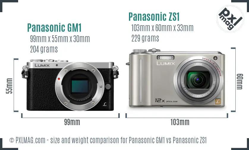 Panasonic GM1 vs Panasonic ZS1 size comparison