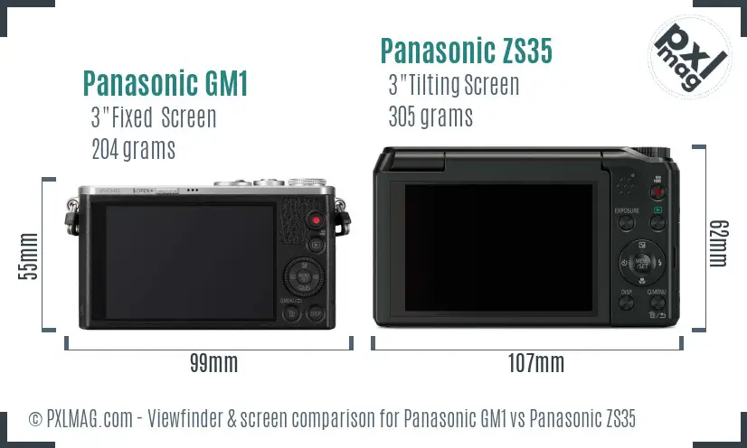 Panasonic GM1 vs Panasonic ZS35 Screen and Viewfinder comparison