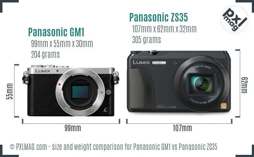 Panasonic GM1 vs Panasonic ZS35 size comparison