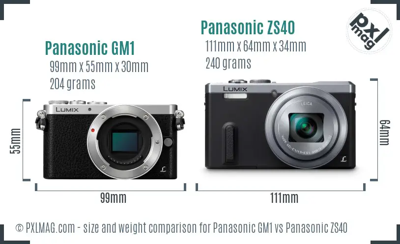 Panasonic GM1 vs Panasonic ZS40 size comparison