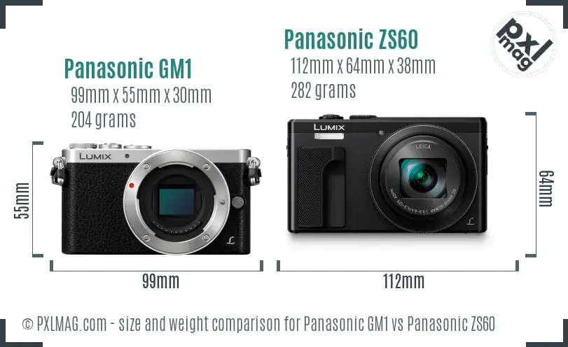 Panasonic GM1 vs Panasonic ZS60 size comparison