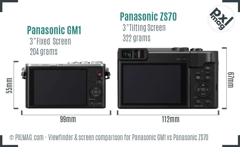 Panasonic GM1 vs Panasonic ZS70 Screen and Viewfinder comparison