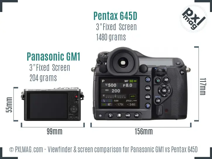 Panasonic GM1 vs Pentax 645D Screen and Viewfinder comparison