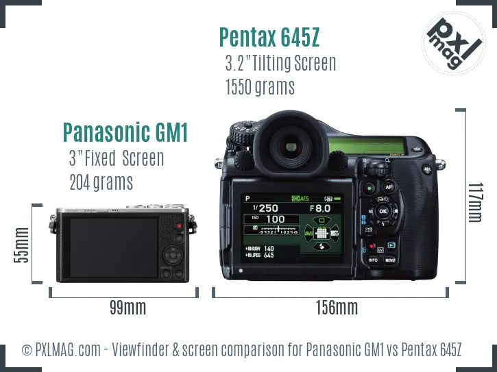 Panasonic GM1 vs Pentax 645Z Screen and Viewfinder comparison