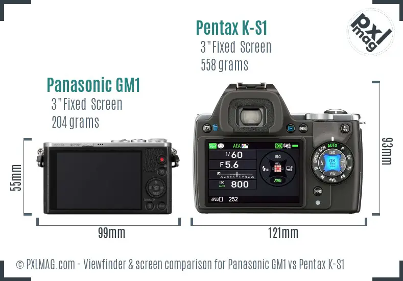 Panasonic GM1 vs Pentax K-S1 Screen and Viewfinder comparison