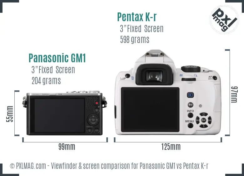 Panasonic GM1 vs Pentax K-r Screen and Viewfinder comparison