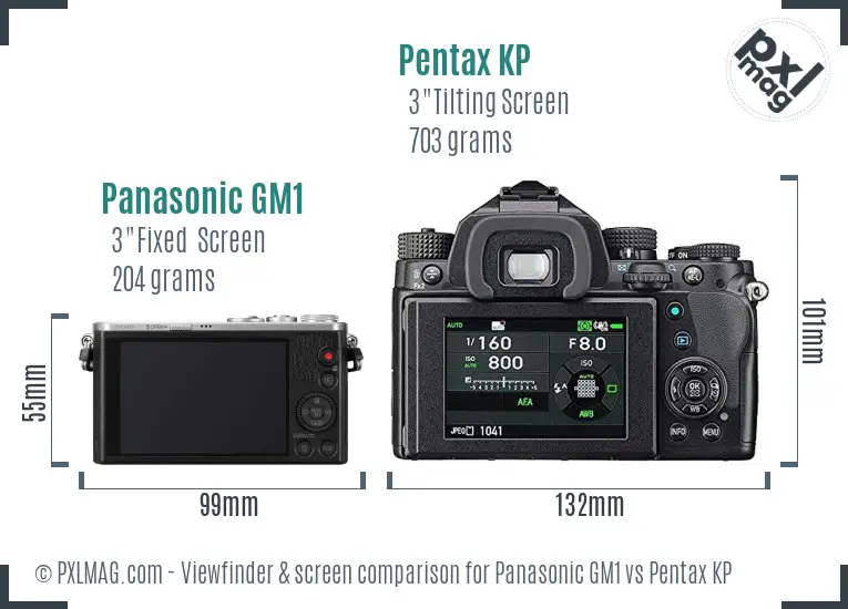 Panasonic GM1 vs Pentax KP Screen and Viewfinder comparison