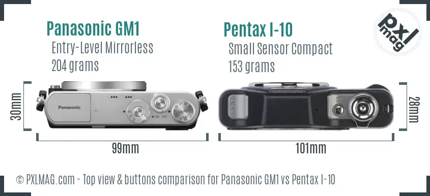 Panasonic GM1 vs Pentax I-10 top view buttons comparison