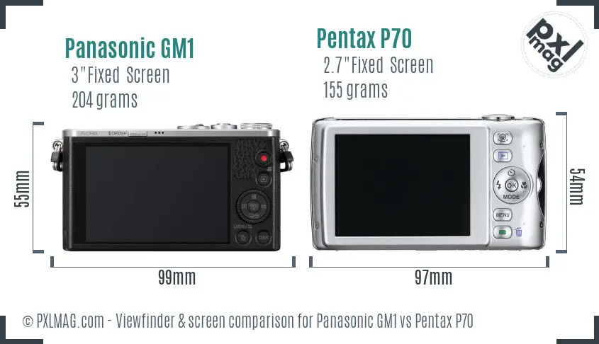 Panasonic GM1 vs Pentax P70 Screen and Viewfinder comparison