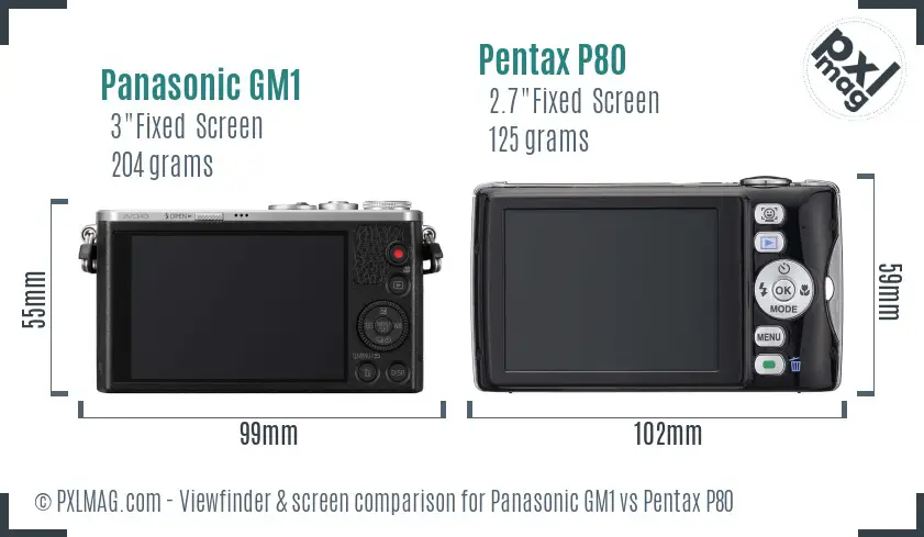 Panasonic GM1 vs Pentax P80 Screen and Viewfinder comparison