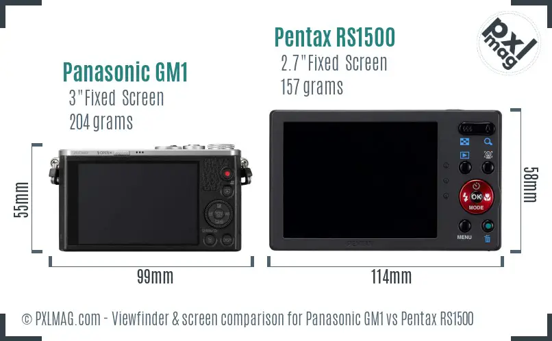 Panasonic GM1 vs Pentax RS1500 Screen and Viewfinder comparison
