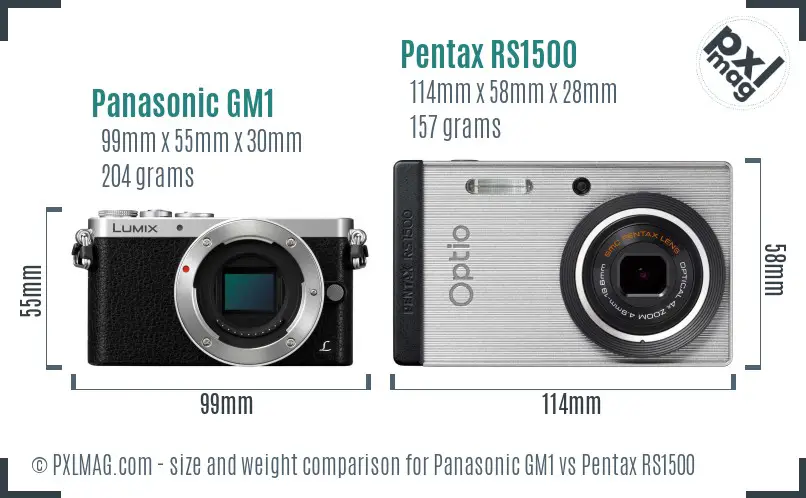 Panasonic GM1 vs Pentax RS1500 size comparison