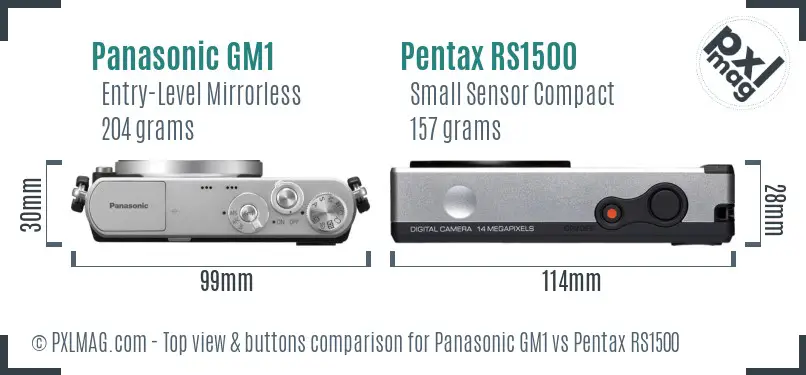 Panasonic GM1 vs Pentax RS1500 top view buttons comparison