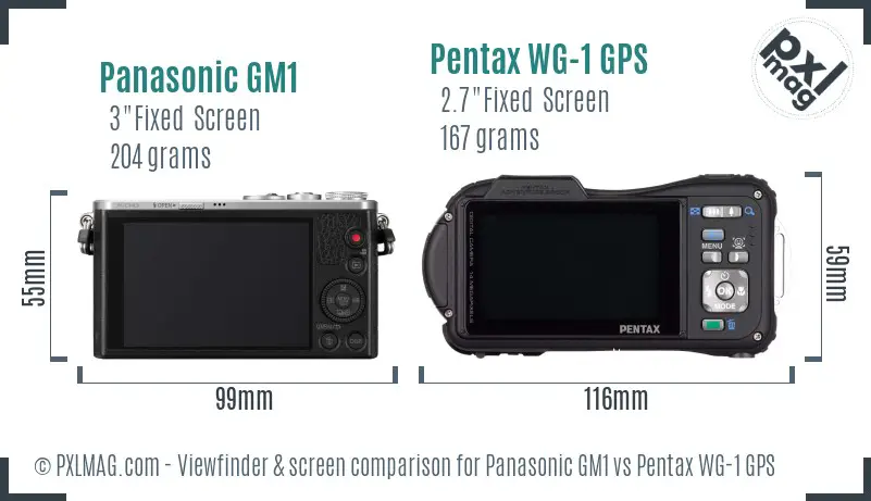 Panasonic GM1 vs Pentax WG-1 GPS Screen and Viewfinder comparison