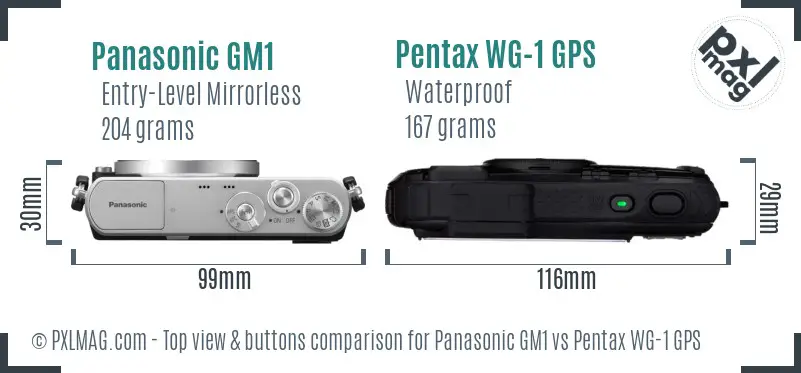 Panasonic GM1 vs Pentax WG-1 GPS top view buttons comparison
