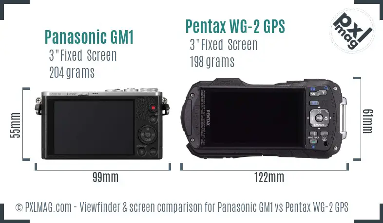 Panasonic GM1 vs Pentax WG-2 GPS Screen and Viewfinder comparison