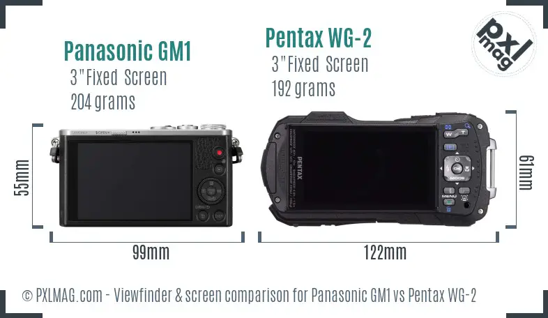 Panasonic GM1 vs Pentax WG-2 Screen and Viewfinder comparison
