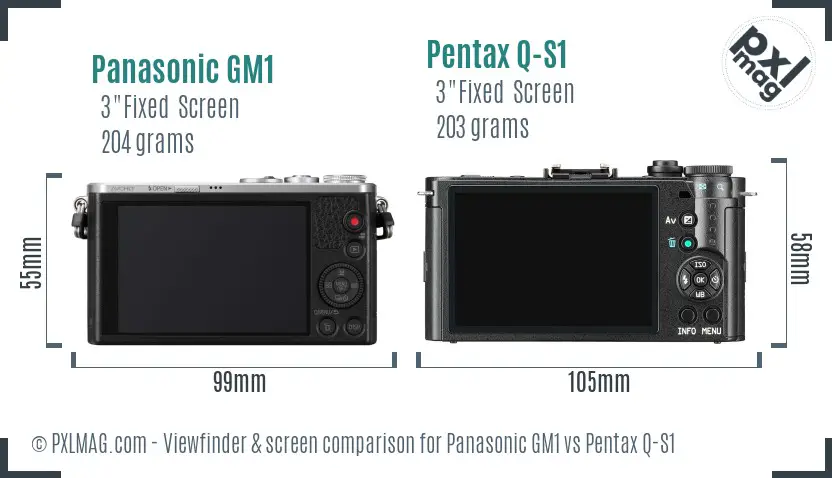 Panasonic GM1 vs Pentax Q-S1 Screen and Viewfinder comparison