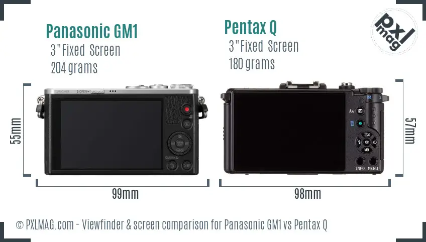 Panasonic GM1 vs Pentax Q Screen and Viewfinder comparison