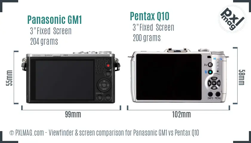 Panasonic GM1 vs Pentax Q10 Screen and Viewfinder comparison