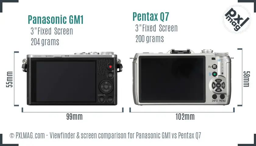 Panasonic GM1 vs Pentax Q7 Screen and Viewfinder comparison