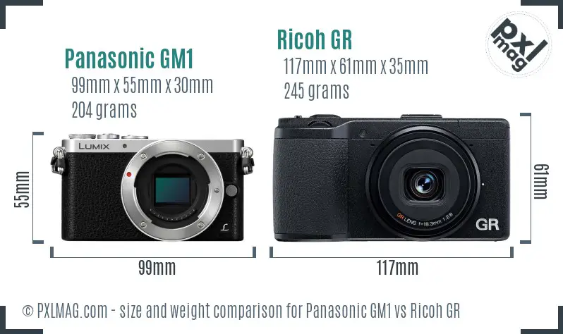 Panasonic GM1 vs Ricoh GR size comparison Panasonic GM1 vs Ricoh GR size comparison