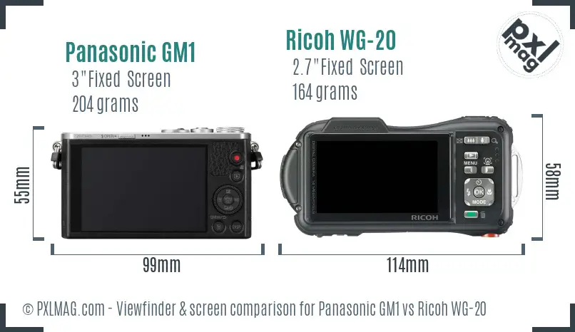 Panasonic GM1 vs Ricoh WG-20 Screen and Viewfinder comparison