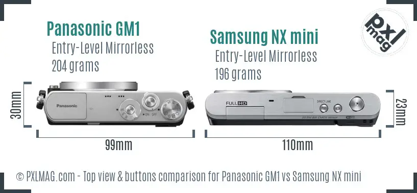 Panasonic GM1 vs Samsung NX mini top view buttons comparison
