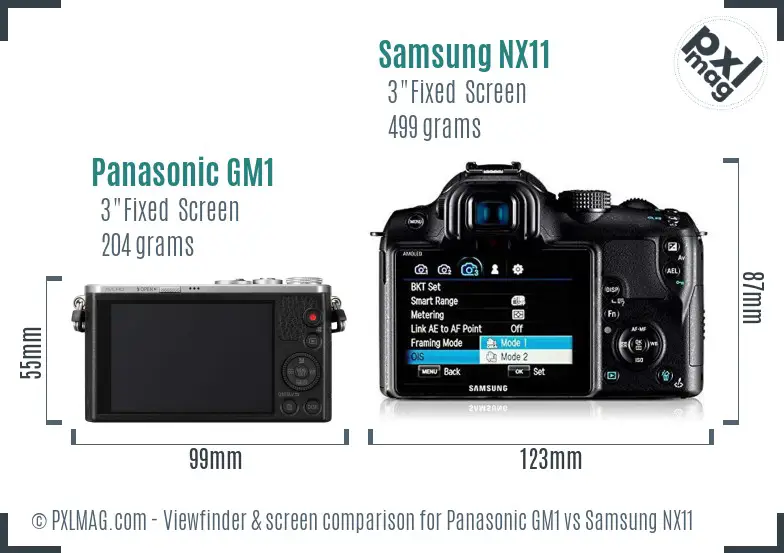 Panasonic GM1 vs Samsung NX11 Screen and Viewfinder comparison