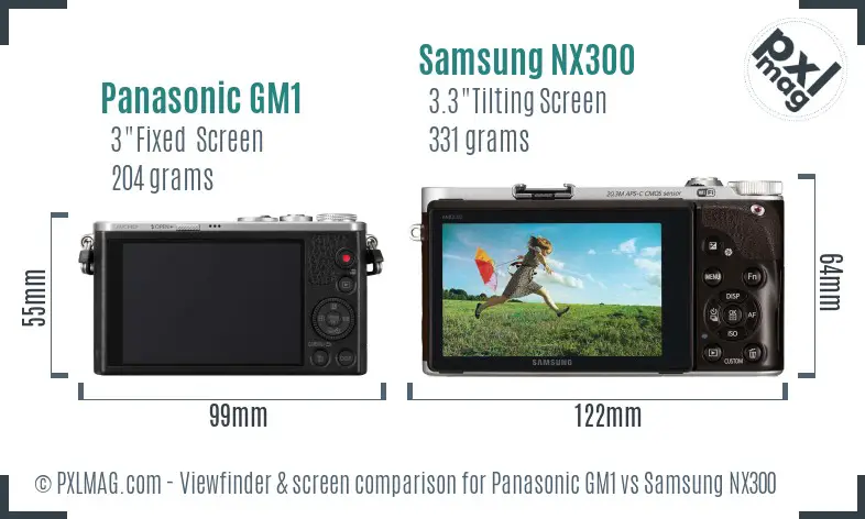 Panasonic GM1 vs Samsung NX300 Screen and Viewfinder comparison Panasonic GM1 vs Samsung NX300 Screen and Viewfinder comparison